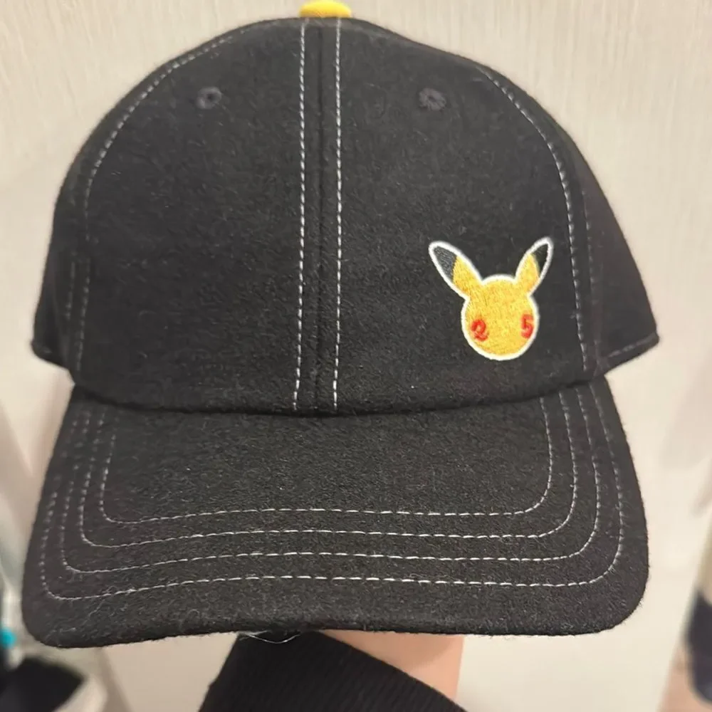 Black Cap with Pikachu Embroidery